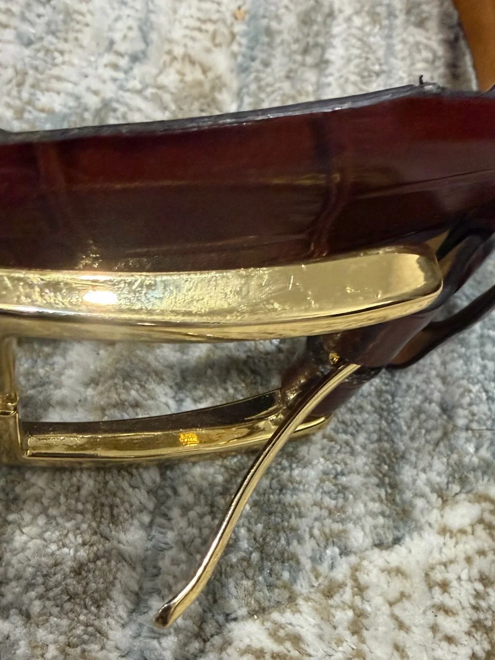 Men's Brown Leather Belt with Gold Buckle